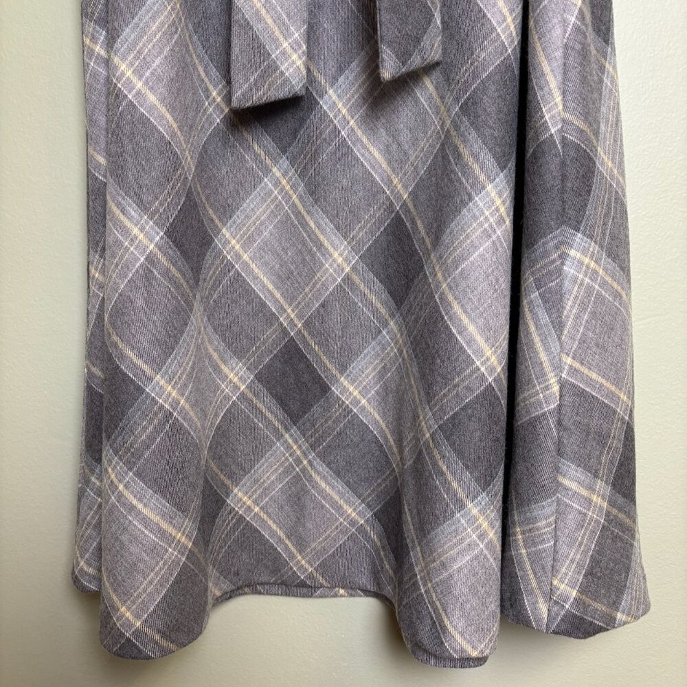 Pendleton Gray Plaid A-Line Skirt with Waist Tie - Picture 3 of 12